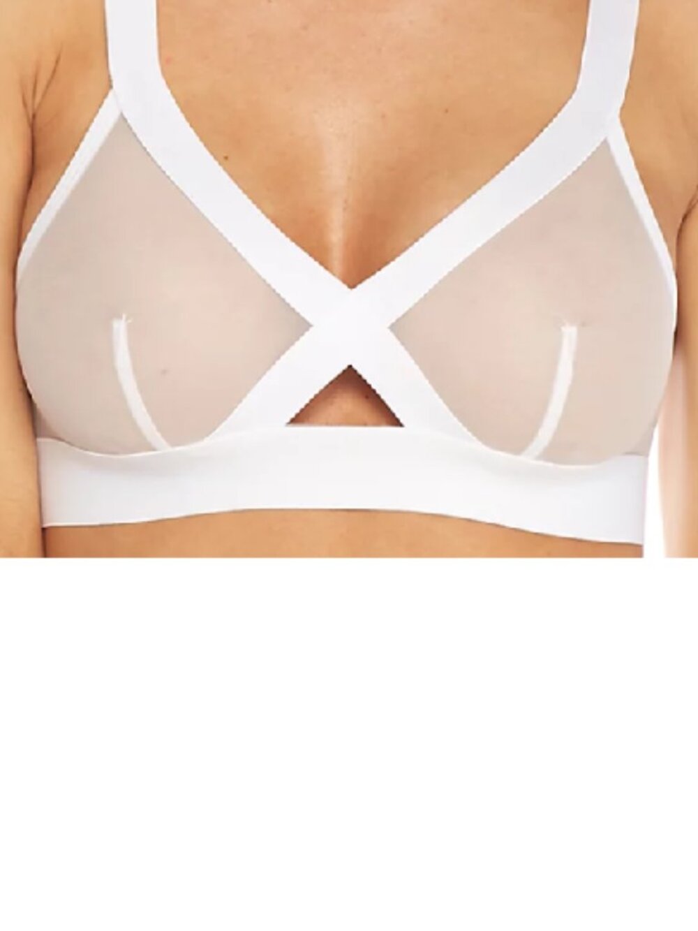 BWNT DKNY sheer triange mesh bralette in bright white (L)